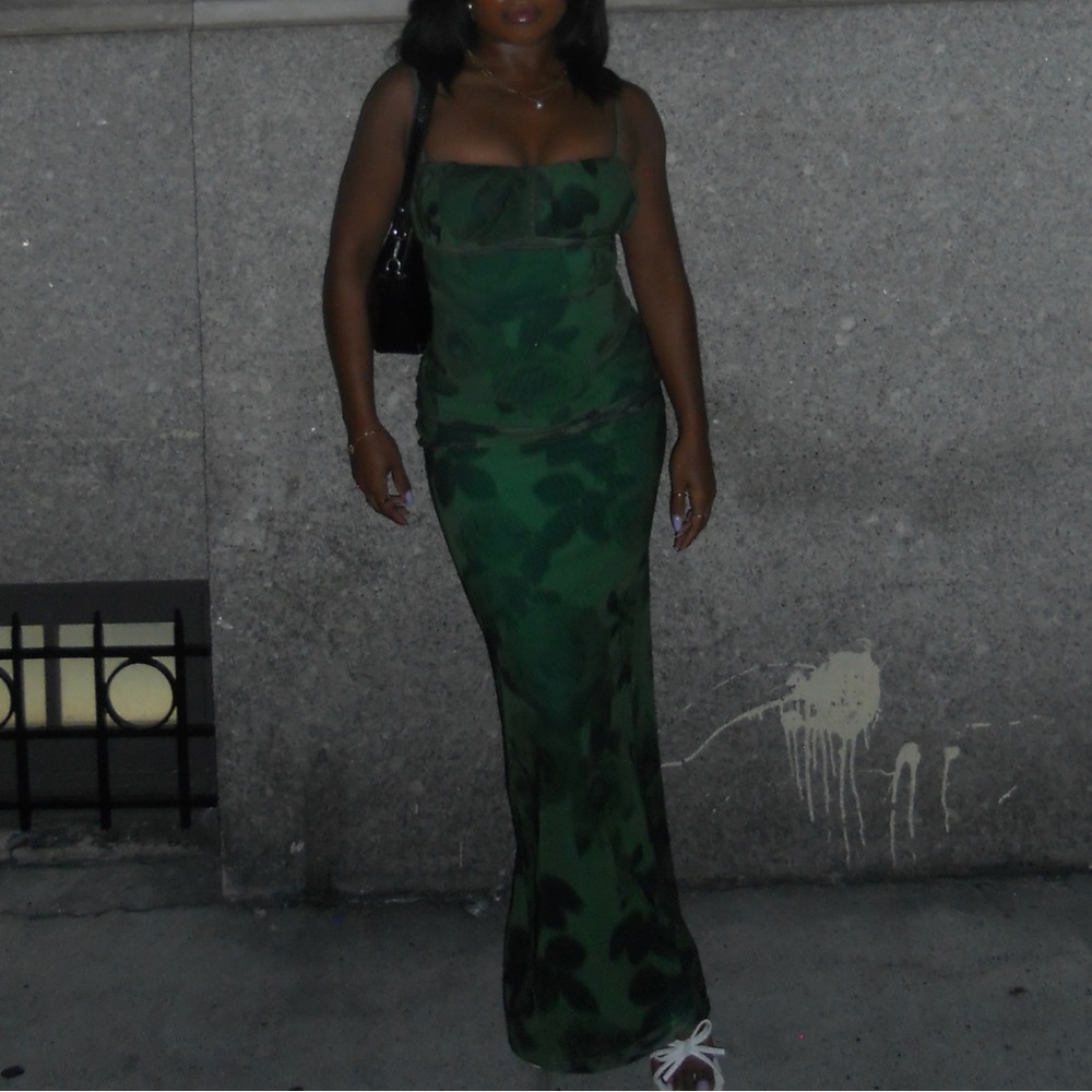 Princess Polly Dark Green Floral Midi Dress - Picture 3 of 3